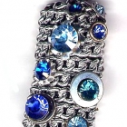 Metallkettenanhänger, 3,5x2cm, Blautöne (Aquamarine, Blue Zircon, Capri Blue, Saphir) auf Silber